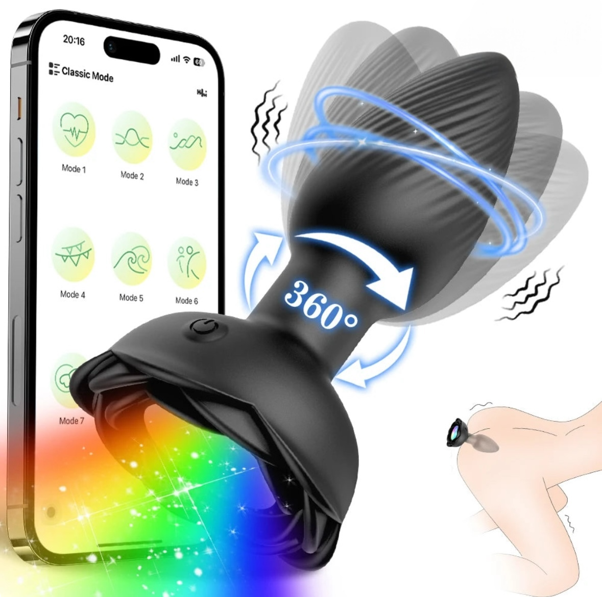 Tempête 360° – Plug anal Rotatif Intelligent Connecté