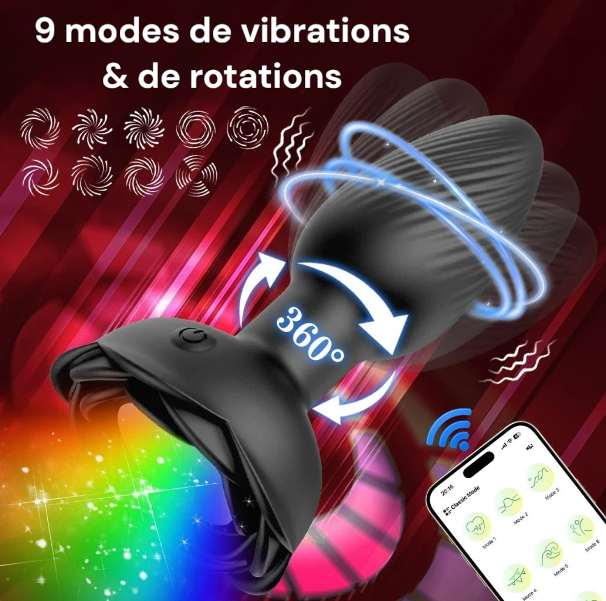 Tempête 360° – Plug anal Rotatif Intelligent Connecté