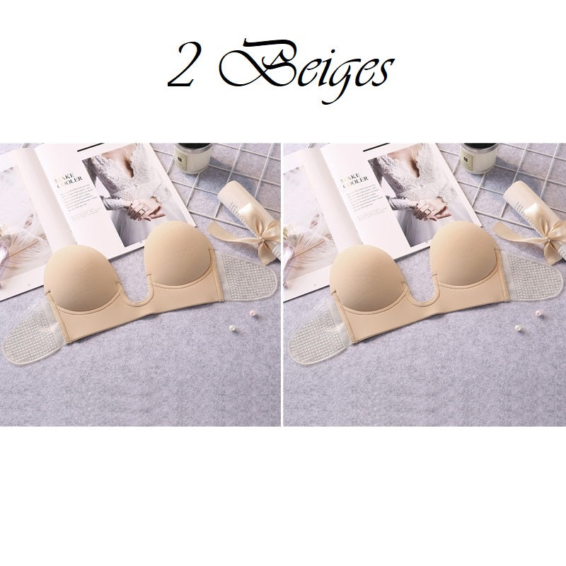 Lucifer On You - Soutien-gorge invisible noir bandeau adhésif dos nu et décolleté plongeant