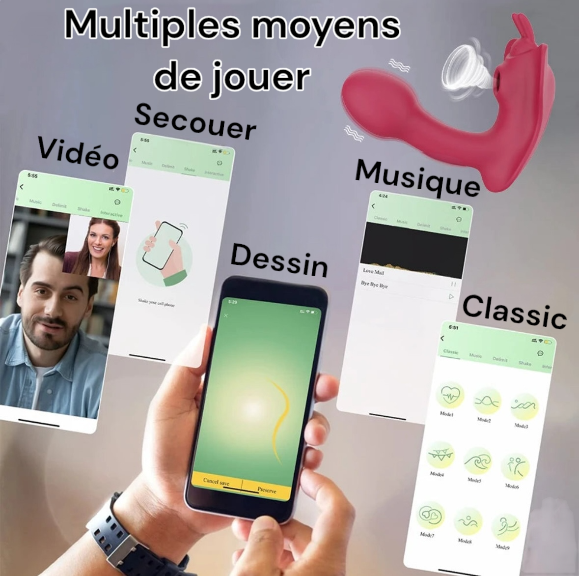 Vibromasseur Connecté “Love Bunny 3 en 1” – Contrôle à distance avec application mobile