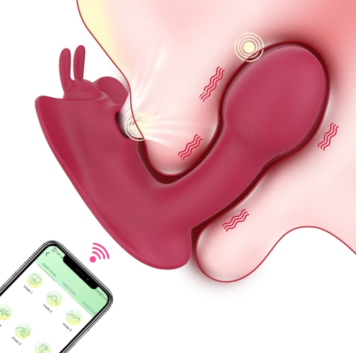 Vibromasseur Connecté “Love Bunny 3 en 1” – Contrôle à distance avec application mobile