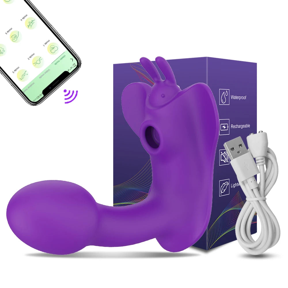 Vibromasseur Connecté “Love Bunny 3 en 1” – Contrôle à distance avec application mobile